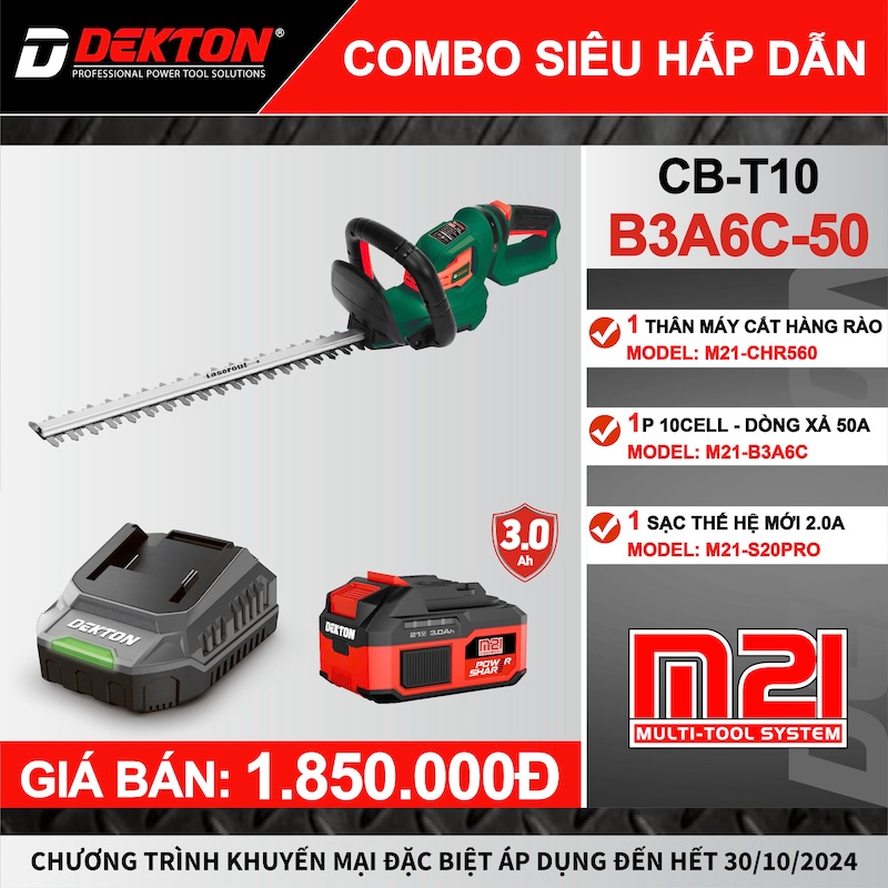 Máy Cắt Tỉa Hàng Rào 560mm Dùng Pin 21V Phổ Thông Dekton M21-CHR560