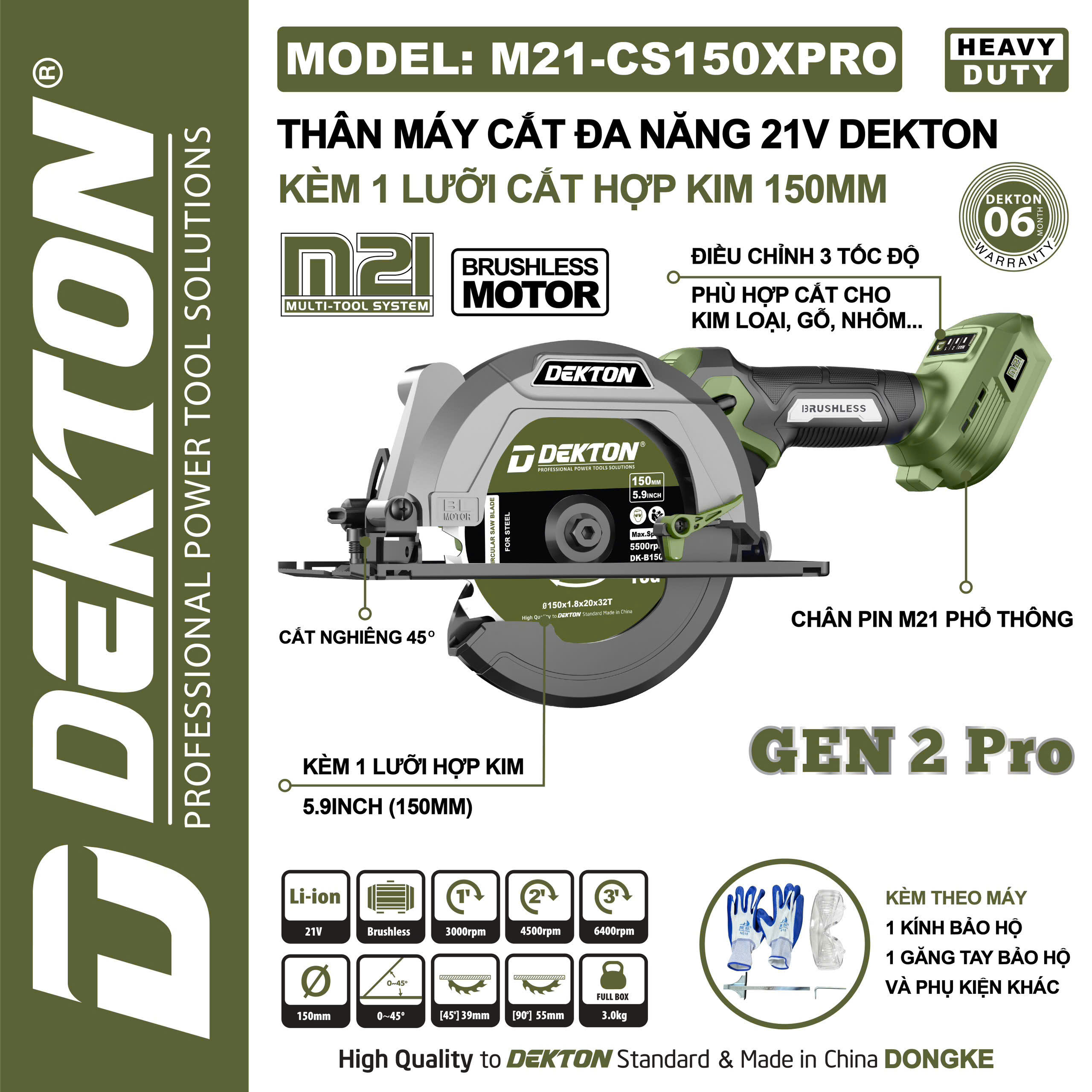 Máy Cắt Đa Năng Dùng Pin Dekton M21-CS150PRO 21V - Kèm Lưỡi Cắt 150mm