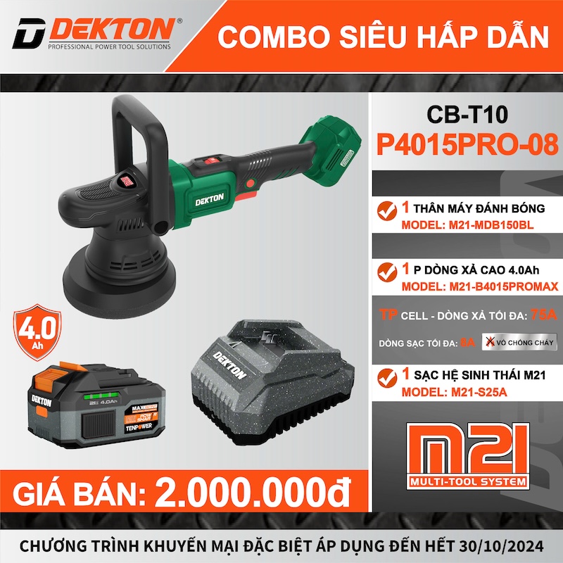 Máy Đánh Bóng lệch tâm dùng pin Dekton M21-MDB150BL