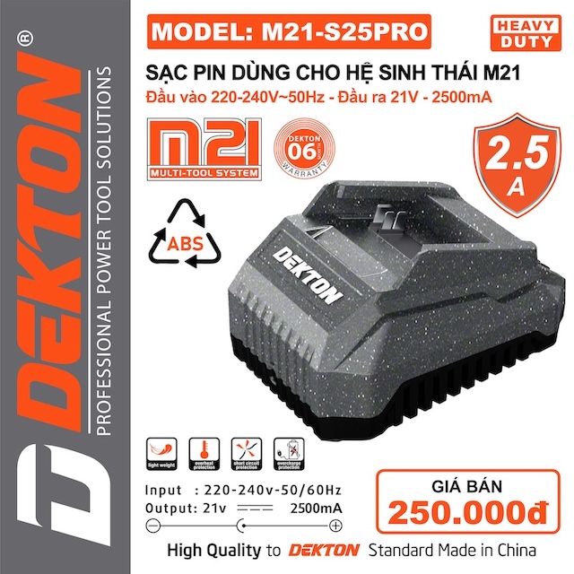 Đế Sạc Pin Dành Cho Dòng Máy 21V Chân Phổ Thông Dekton M21