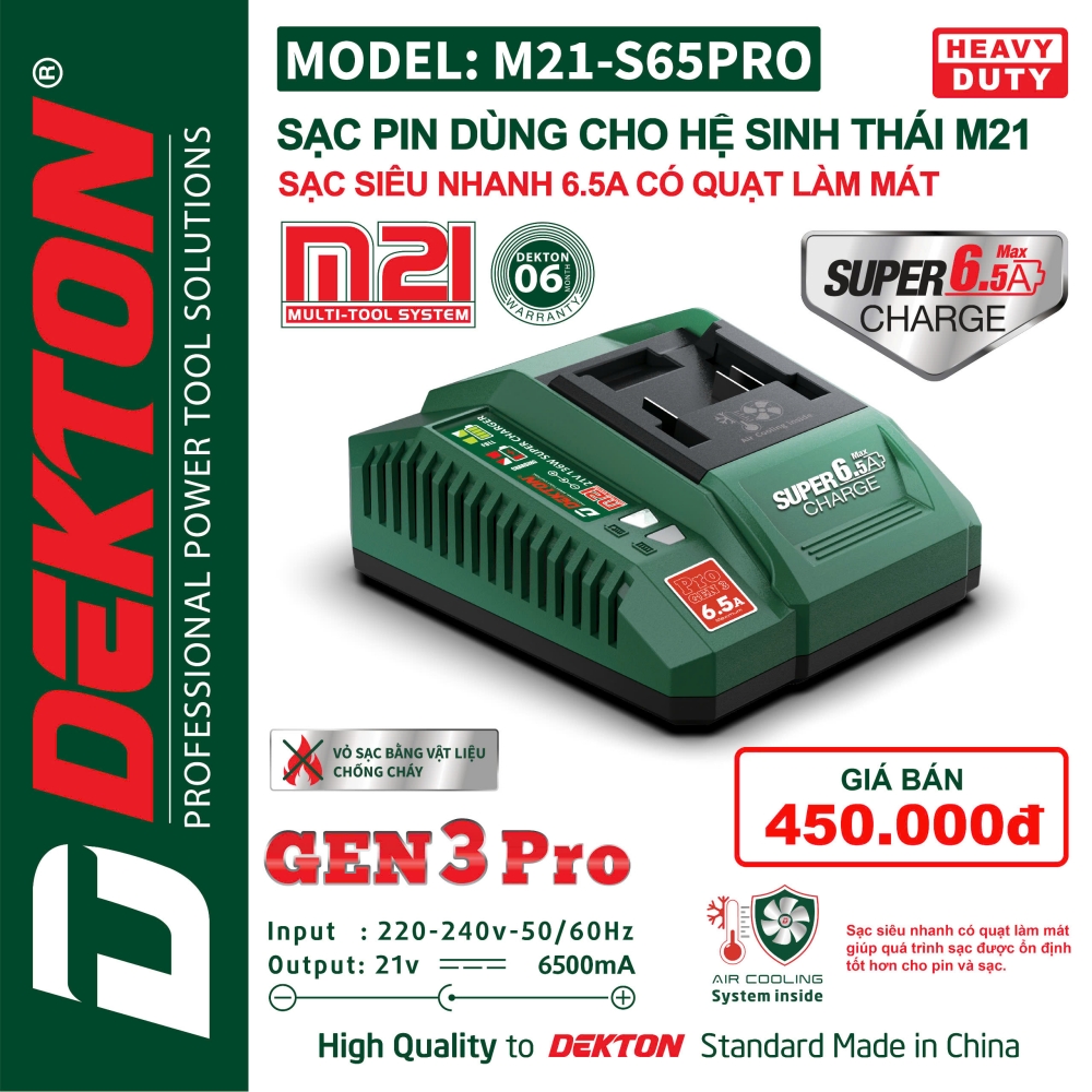 Sạc Siêu Nhanh 6.5Ah Dekton M21-S65Pro