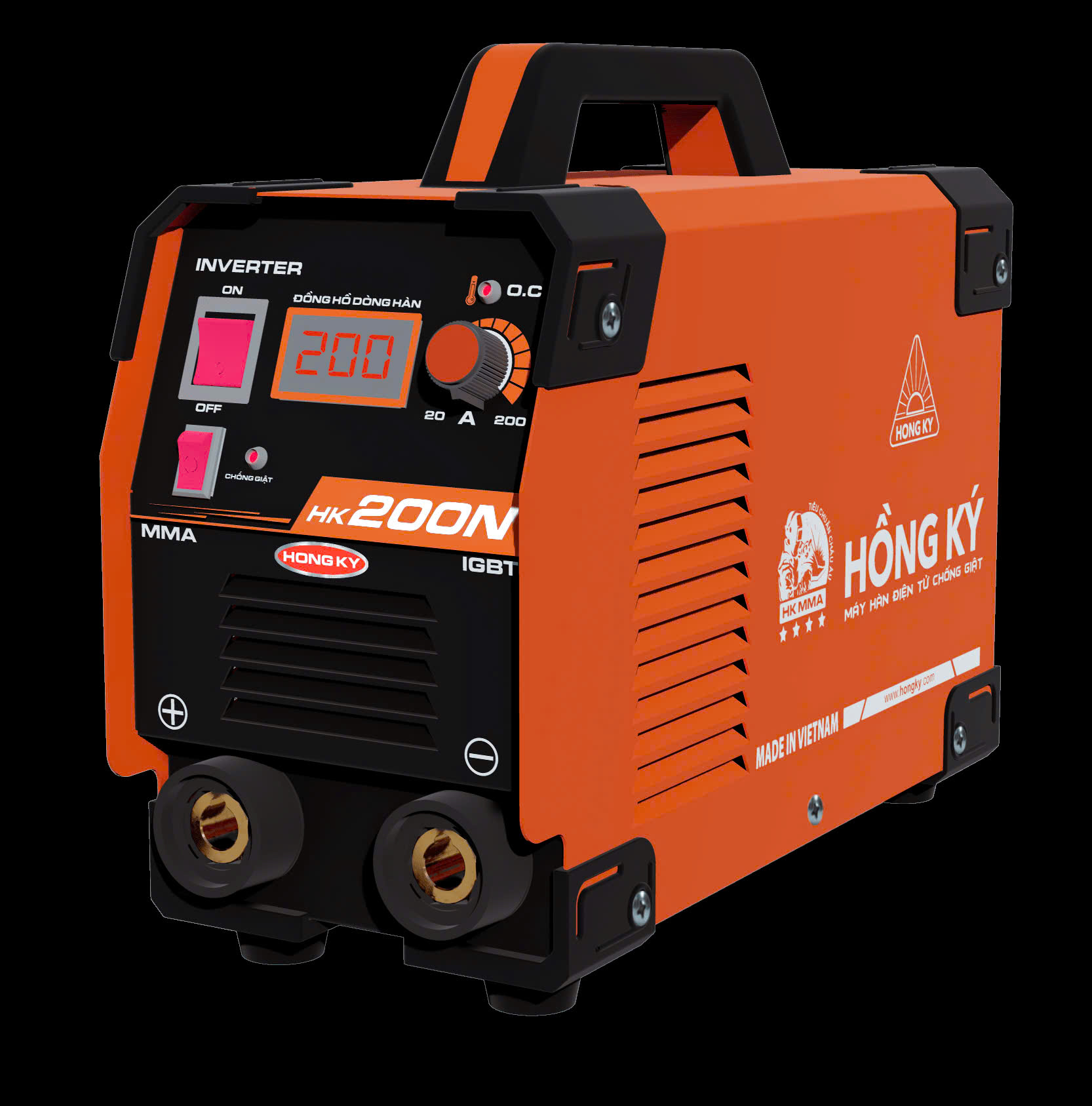 Máy Hàn Que Điện Tử Anti-Shock Hồng Ký HK 200N – Dòng Hàn 200A (Công Nghệ Inverter IGBT Chống Giật)