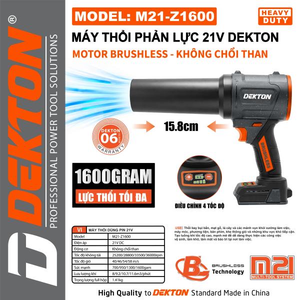 Thân Máy Thổi Phản Lực Pin 21V Dekton M21-Z1600 Heavy Duty – Động Cơ Không Chổi Than (Lực Thổi 1600g)