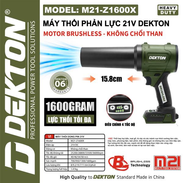 Thân Máy Thổi Phản Lực Pin 21V Dekton M21-Z1600 Heavy Duty – Động Cơ Không Chổi Than (Lực Thổi 1600g)