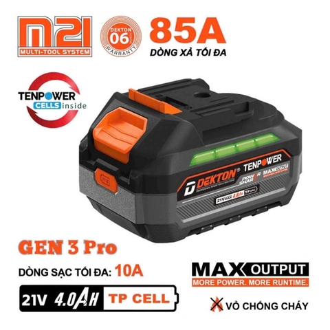 Pin Dekton 21V 4.0Ah M21-B4085PLUS Gen 3 Pro – Dòng Xả Cao 85A