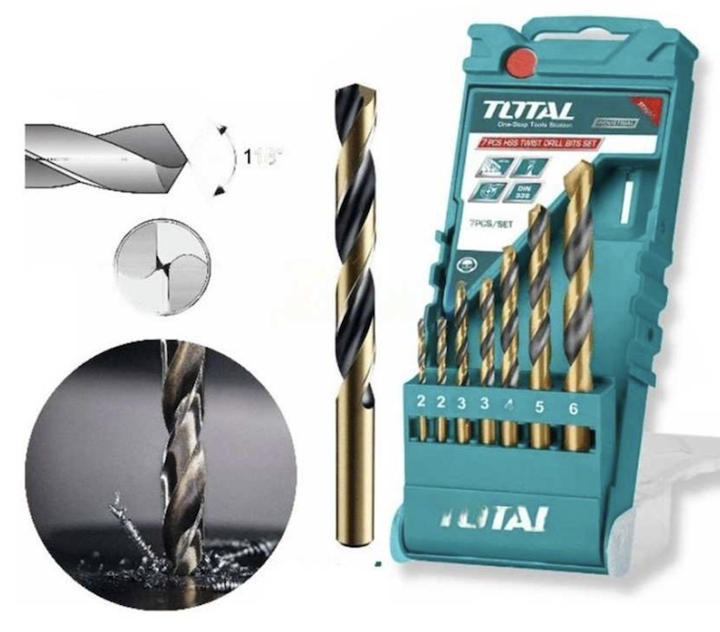 Bộ 7 mũi khoan kim loại HSS TOTAL TACSD0075