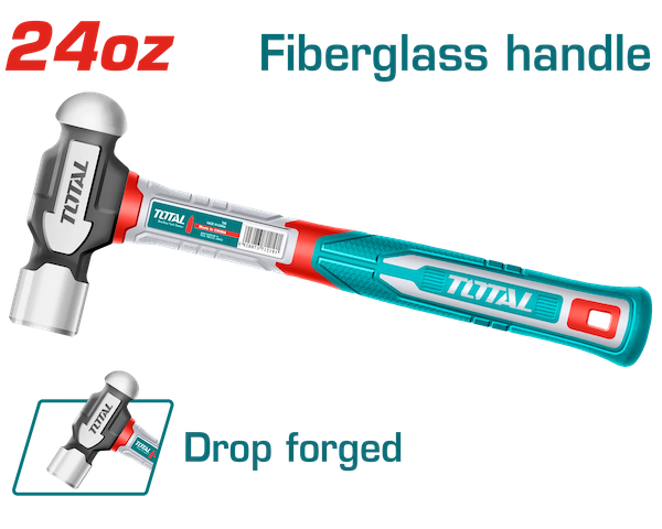 Búa đầu tròn TOTAL THBPH61024 24oz (660g) - Cán sợi thủy tinh bền bỉ