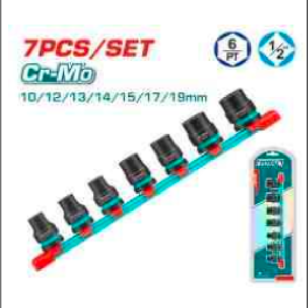 Bộ 7 Đầu Tuýp Tác Động Impact DR 1/2" SUPER TOTAL Cr-Mo THKISD12073