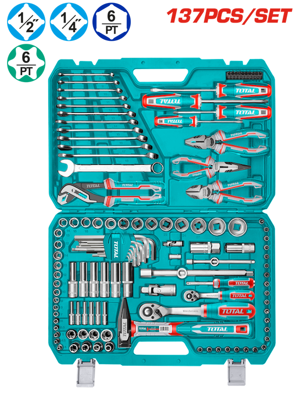 Bộ 137 Công Cụ Kết Hợp Super Total THKTHP21376, Chuyên Dụng Cho Gia Đình và Thợ Chuyên Nghiệp