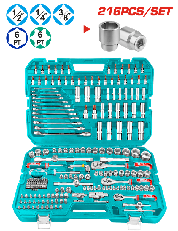 Bộ dụng cụ đa năng 216 chi tiết TOTAL THKTHP22166 - Hàng chính hãng