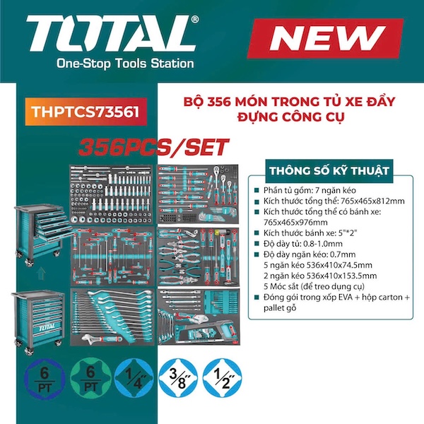 Tủ Đồ Nghề 7 Ngăn 356 Chi Tiết TOTAL THPTCS73561 - Dòng Super Total Cao Cấp