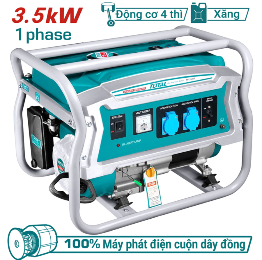 Máy phát điện dùng xăng 3.5/2.8KW TOTAL TP135006