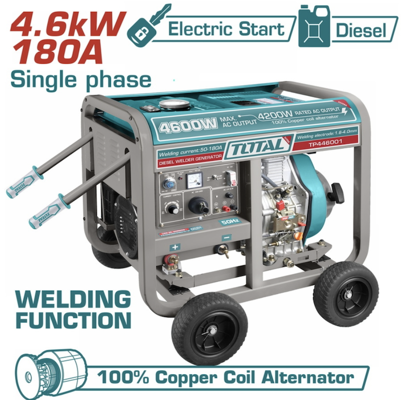 Máy phát điện dùng dầu diesel (kết hợp chức năng máy hàn) 4.6KKW/180A Total TP446001