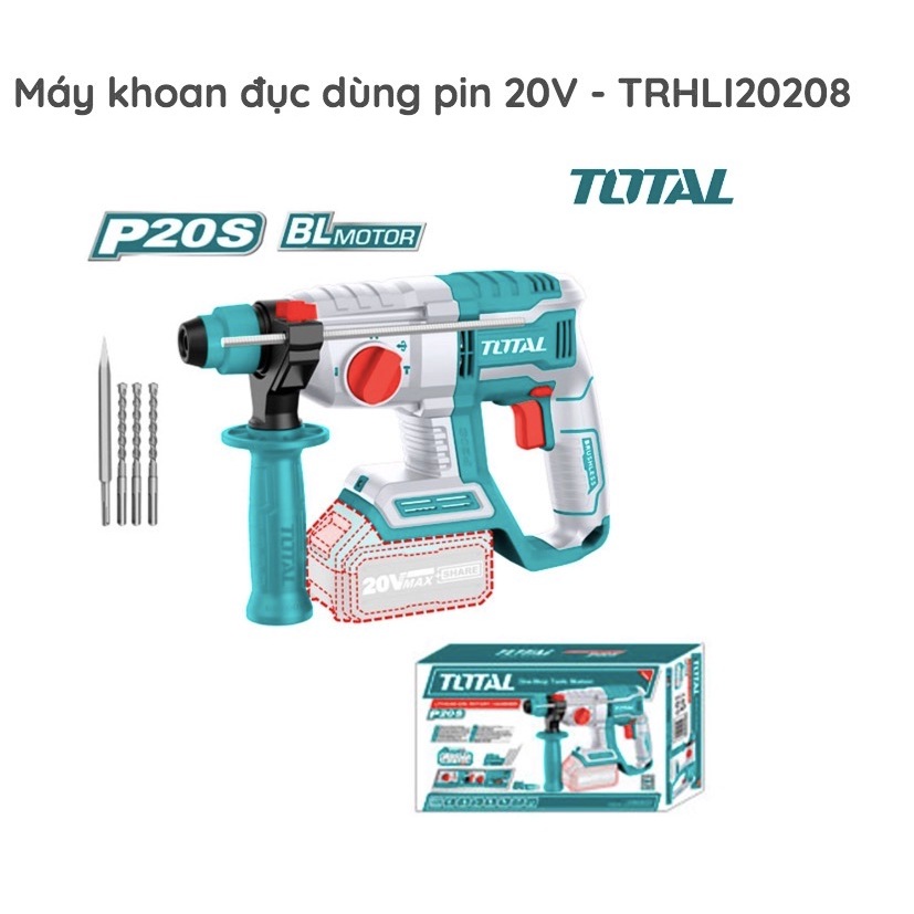Máy khoan đục dùng pin Lithium (Ko kèm pin & sạc) 20V TOTAL TRHLI20208