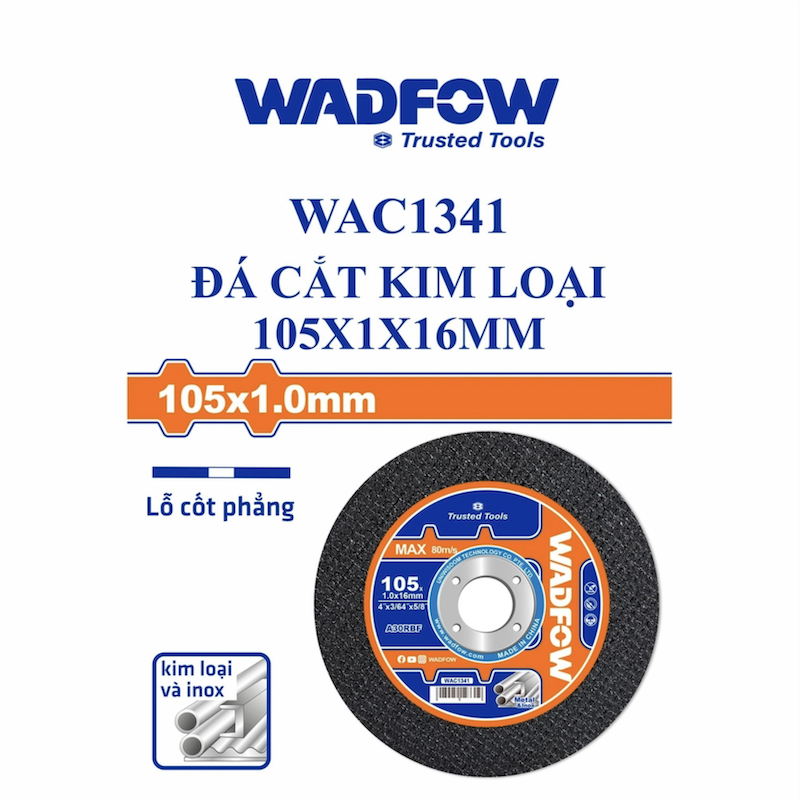 Đá cắt kim loại 105x1x16mm WADFOW WAC1341