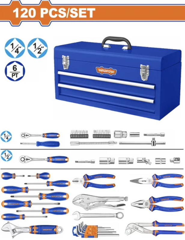 Bộ 120 món dụng cụ đựng trong hộp đồ nghề WADFOW WHS3120