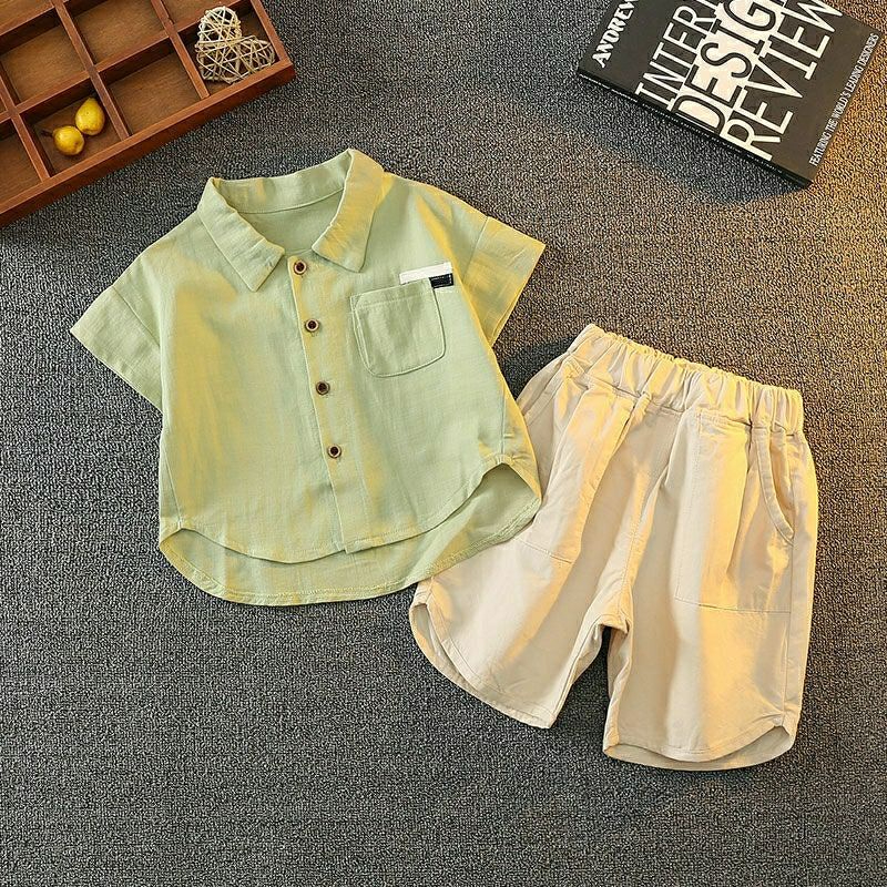 Bộ sơ mi cotton bé trai