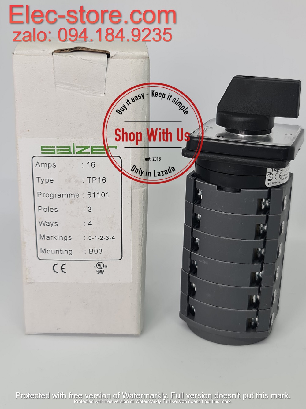 Chuyển mạch 0-1-2-3-4 - Công tắc xoay 0-1-2-3-4 TP16 61101 - Chuyển mạch 4 vị trí 1 Off Ấn Độ - Chuyển mạch 0-1-2-3-4 Salzer - chuyển mạch Salzer