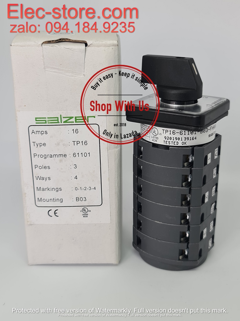 Chuyển mạch 0-1-2-3-4 - Công tắc xoay 0-1-2-3-4 TP16 61101 - Chuyển mạch 4 vị trí 1 Off Ấn Độ - Chuyển mạch 0-1-2-3-4 Salzer - chuyển mạch Salzer