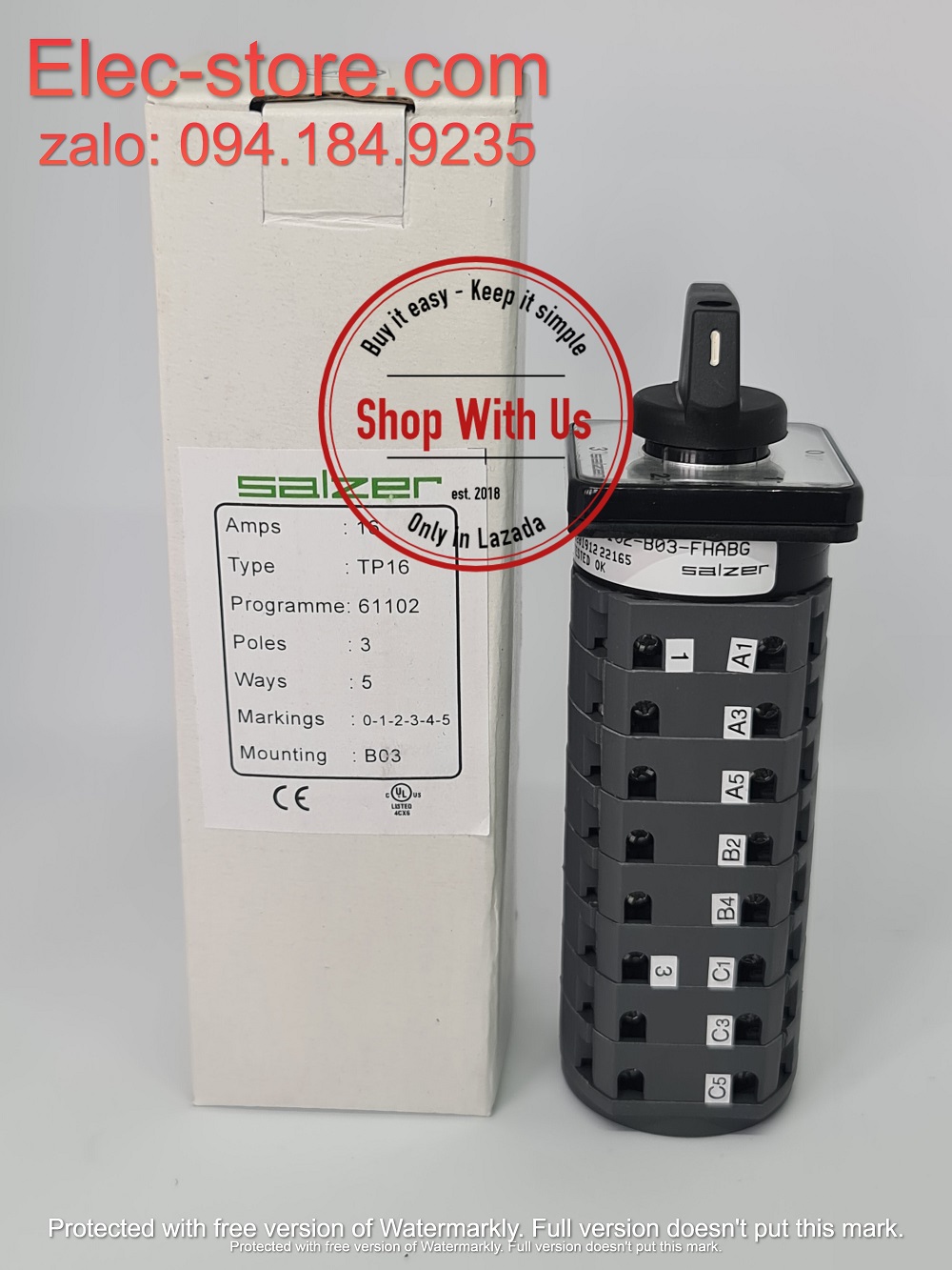 Chuyển mạch 0-1-2-3-4-5 - Công tắc xoay 0-1-2-3-4-5 TP16 61102 - Chuyển mạch 4 vị trí 1 Off Ấn Độ - Chuyển mạch 0-1-2-3-4-5 Salzer - chuyển mạch Salzer