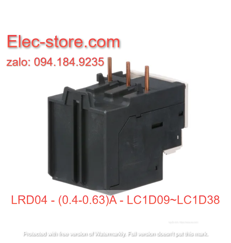 Relay Nhiệt Schneider - LRD series - Đuôi Nhiệt Schneider LRD04 (0.4-0.63)A - rơ le nhiệt schneider