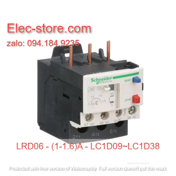 Relay Nhiệt Schneider - LRD series - Đuôi Nhiệt Schneider LRD06 (1-1.6)A - rơ le nhiệt schneider
