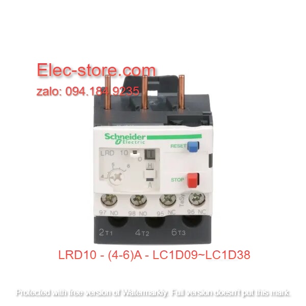 Relay Nhiệt Schneider - LRD series - Đuôi Nhiệt Schneider LRD10 (4-6)A - rơ le nhiệt schneider