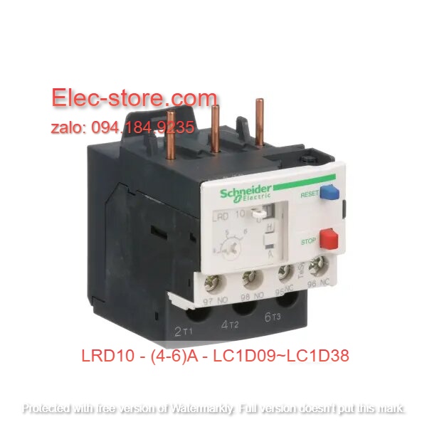 Relay Nhiệt Schneider - LRD series - Đuôi Nhiệt Schneider LRD10 (4-6)A - rơ le nhiệt schneider
