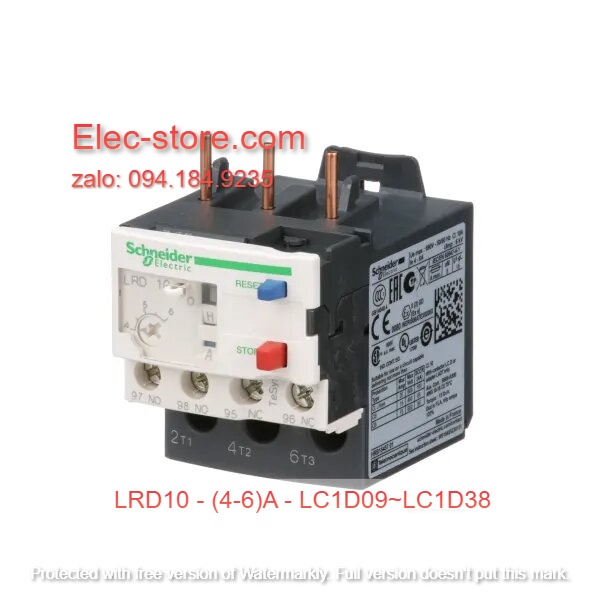 Relay Nhiệt Schneider - LRD series - Đuôi Nhiệt Schneider LRD10 (4-6)A - rơ le nhiệt schneider