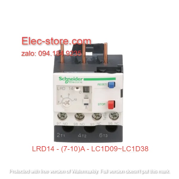 Relay Nhiệt Schneider - LRD series - Đuôi Nhiệt Schneider LRD14 (7-10)A - rơ le nhiệt schneider