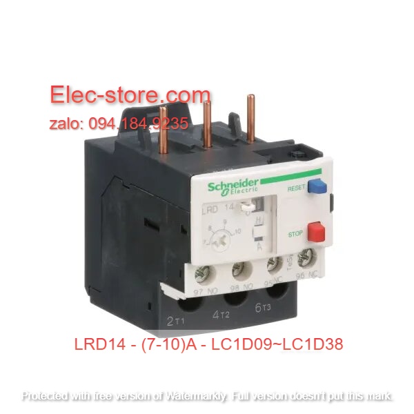 Relay Nhiệt Schneider - LRD series - Đuôi Nhiệt Schneider LRD14 (7-10)A - rơ le nhiệt schneider
