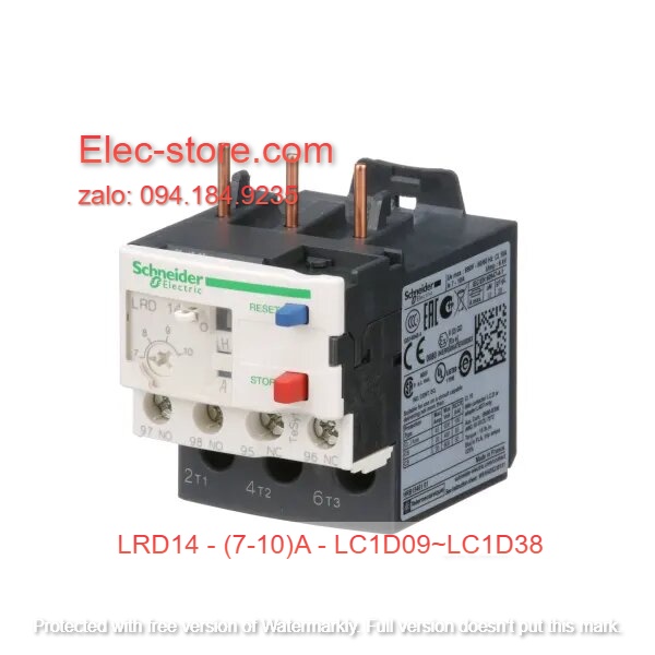 Relay Nhiệt Schneider - LRD series - Đuôi Nhiệt Schneider LRD14 (7-10)A - rơ le nhiệt schneider