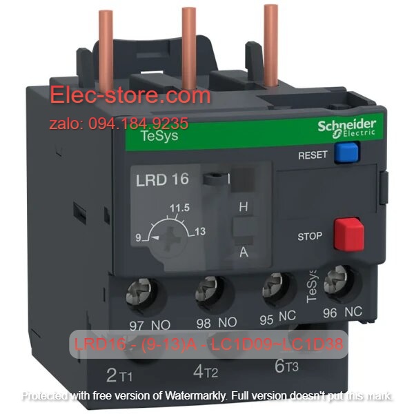 Relay Nhiệt Schneider - LRD series - Đuôi Nhiệt Schneider LRD16 (9-13A) - rơ le nhiệt schneider
