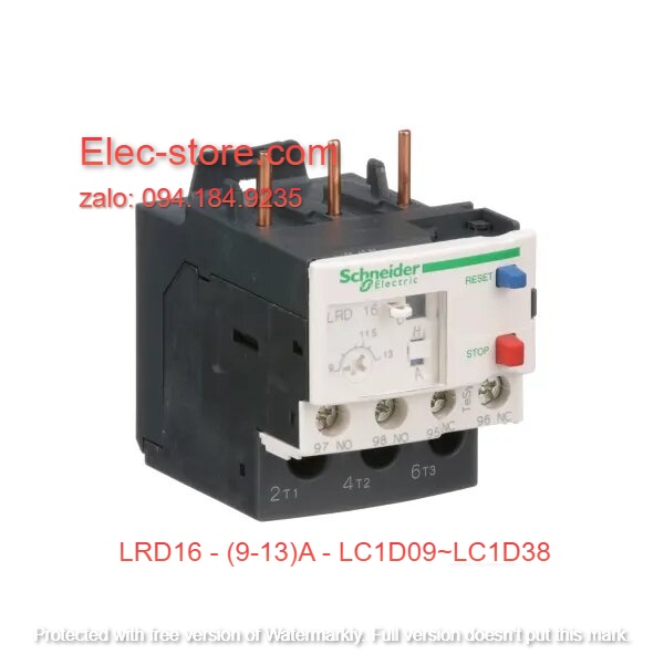 Relay Nhiệt Schneider - LRD series - Đuôi Nhiệt Schneider LRD16 (9-13A) - rơ le nhiệt schneider