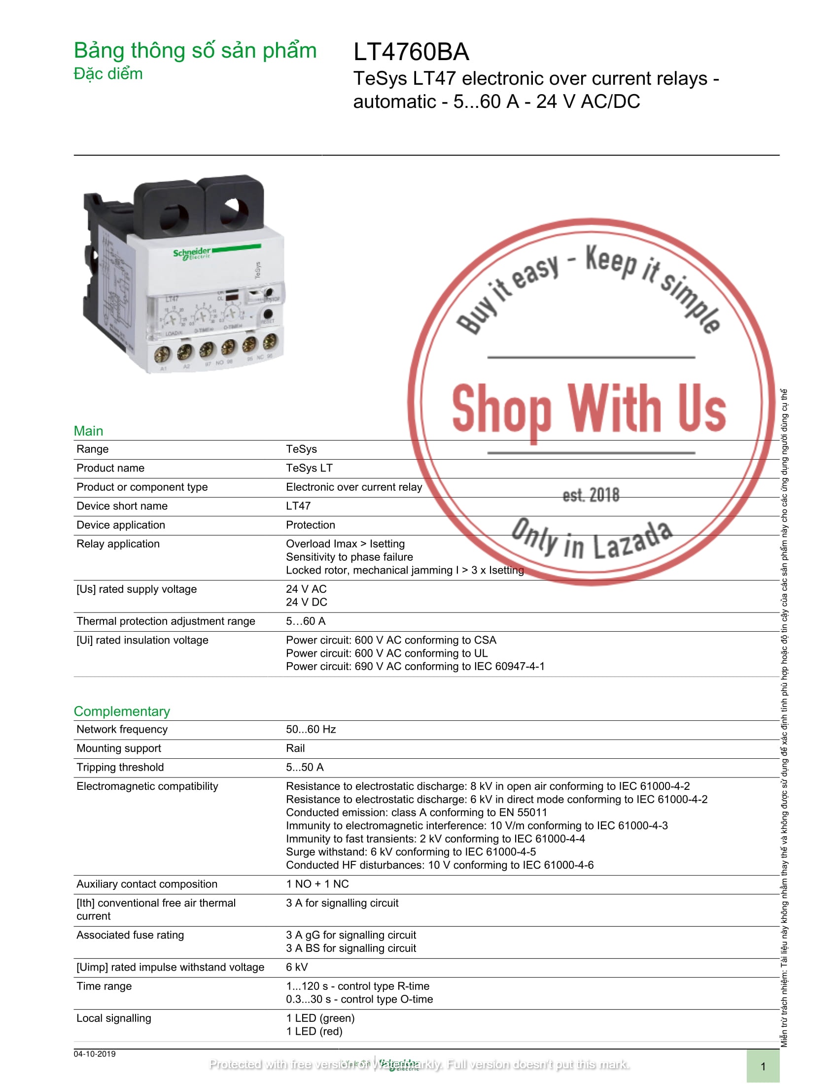 EOCRSS30S - Rơ-le điện tử bảo vệ quá dòng 3-30A – 220V AC - Relay Schneider