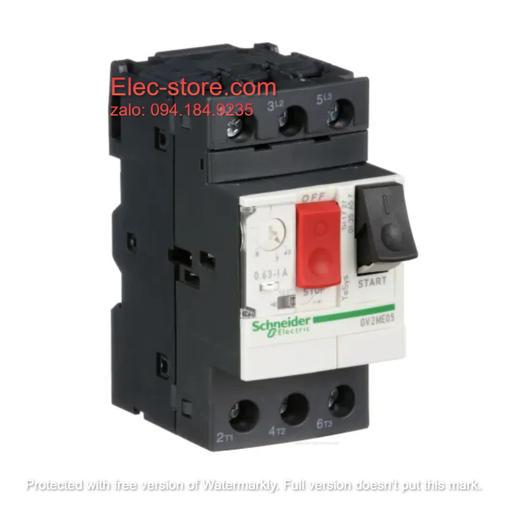 Cầu Dao Bảo Vệ Động Cơ Schneider GV2ME05 - CB Bảo Vệ Động Cơ 3 Cực Schneider - GV2ME05 Schneider (0.63-1A) 3P 690V - Tesys GV2