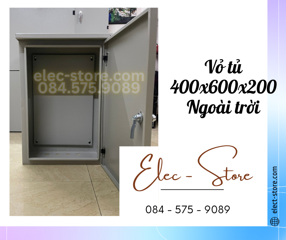 Vỏ Tủ Ngoài Trời 400x600x200mm - Vỏ Tủ Điện Công Nghiệp Ngoài Trời 400x600x200mm - Vỏ Tủ Tôn ngoài trời 40x60x20cm