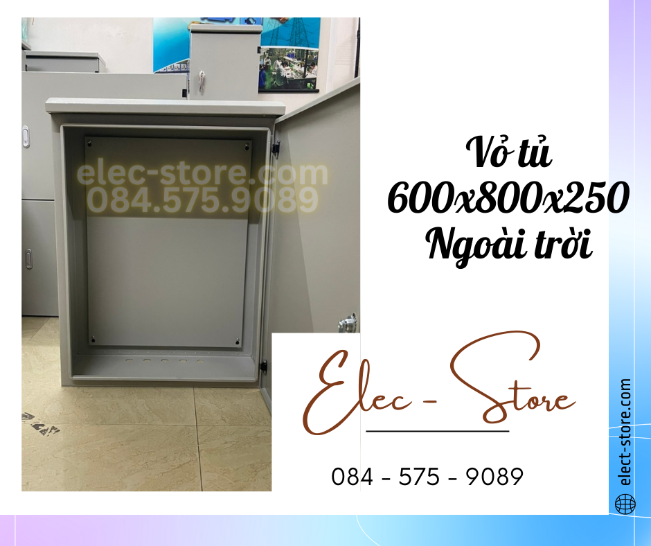 Vỏ Tủ Ngoài Trời 600x800x250mm - Vỏ Tủ Điện Công Nghiệp Ngoài Trời 600x800x250mm - Vỏ Tủ Tôn Ngoài Trời 60x80x25cm