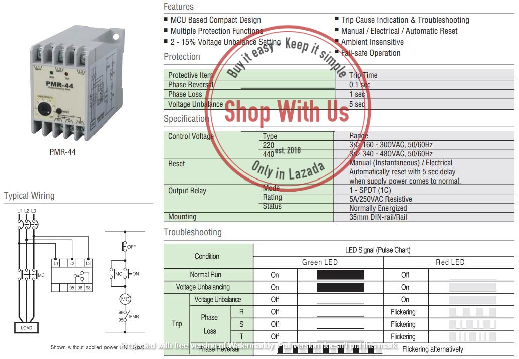 PMR44 - Rơ-le Bảo Vệ Mất Pha - Relay chống mất pha - Relay Schneider