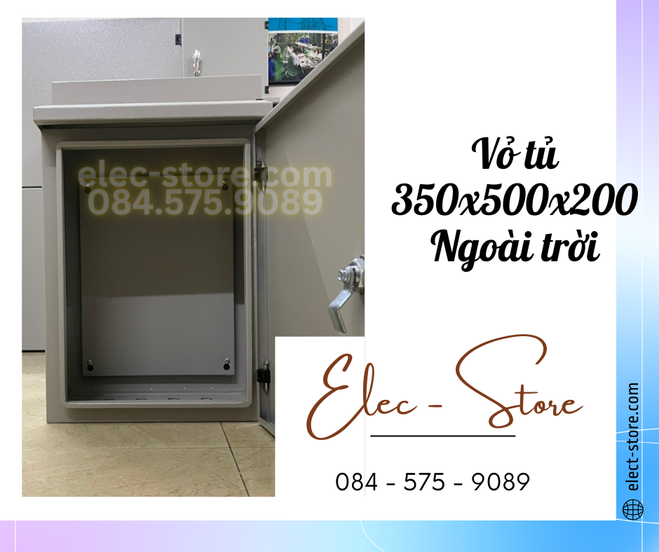 Vỏ Tủ Ngoài trời 350x500x200mm - Vỏ Tủ Điện Công Nghiệp ngoài trời 350x500x200mm - Vỏ Tủ Tôn ngoài trời 35x50x20cm