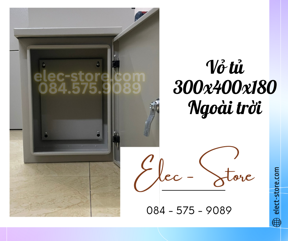 Vỏ Tủ Ngoài trời 300x400x180mm - Vỏ Tủ Điện Công Nghiệp ngoài trời 300x400x180mm - Vỏ Tủ Tôn ngoài trời 30x40x18cm