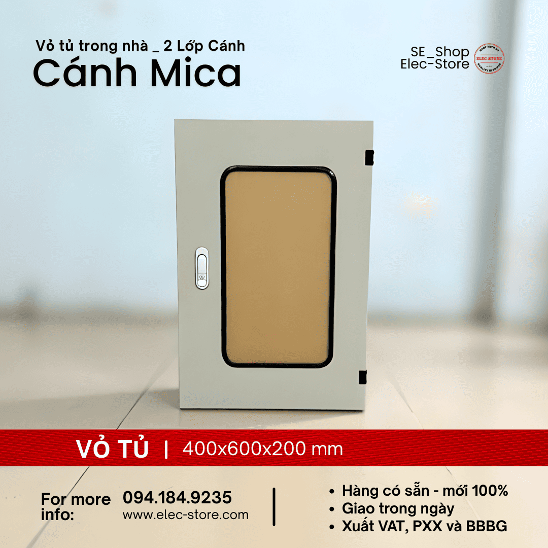 Vỏ Tủ 2 Lớp Cánh - Mặt Mica 400x600x200 mm - Vỏ Tủ Điện Mặt Trời 400x600x200 mm - Vỏ Tủ 40x60x20cm
