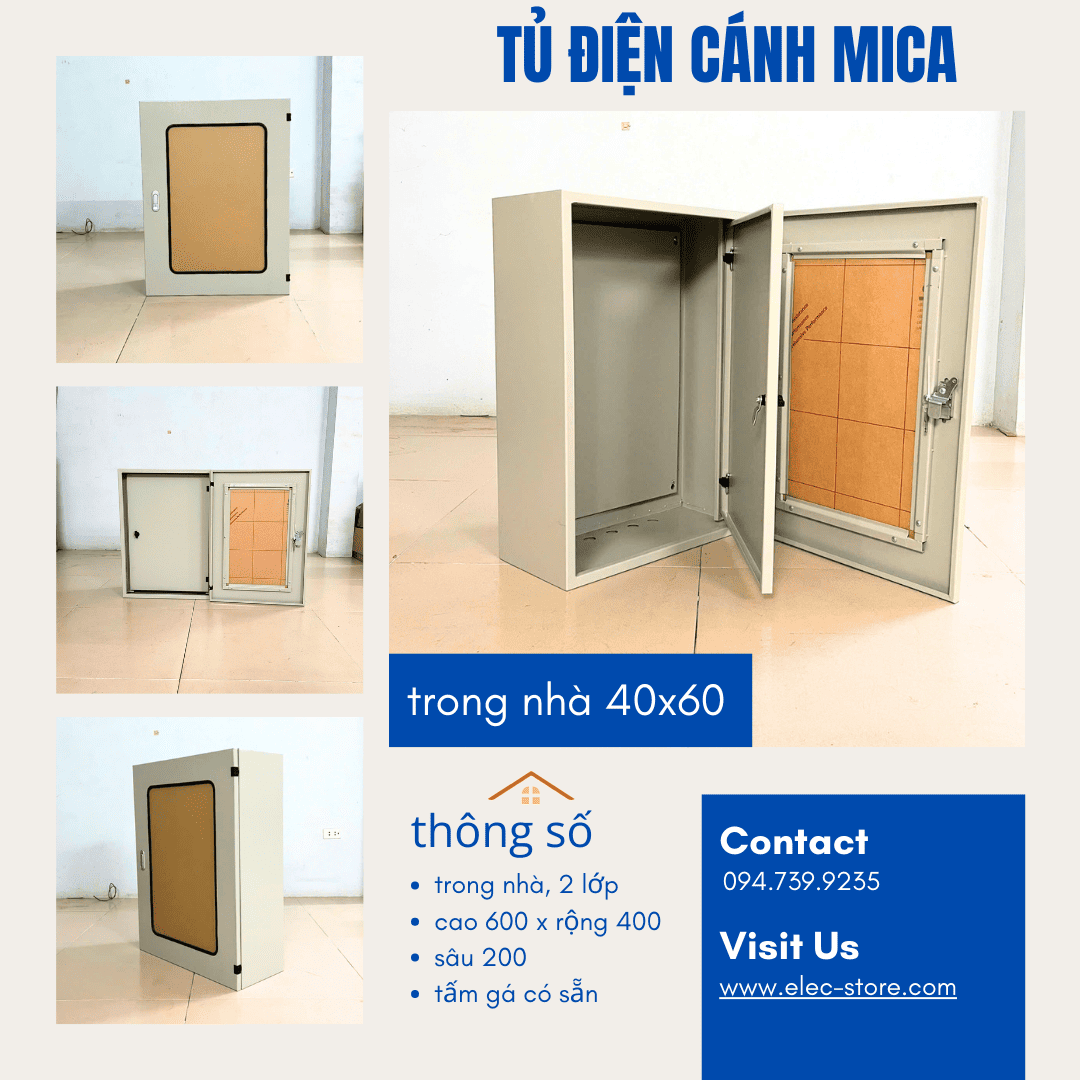 Vỏ Tủ 2 Lớp Cánh - Mặt Mica 400x600x200 mm - Vỏ Tủ Điện Mặt Trời 400x600x200 mm - Vỏ Tủ 40x60x20cm