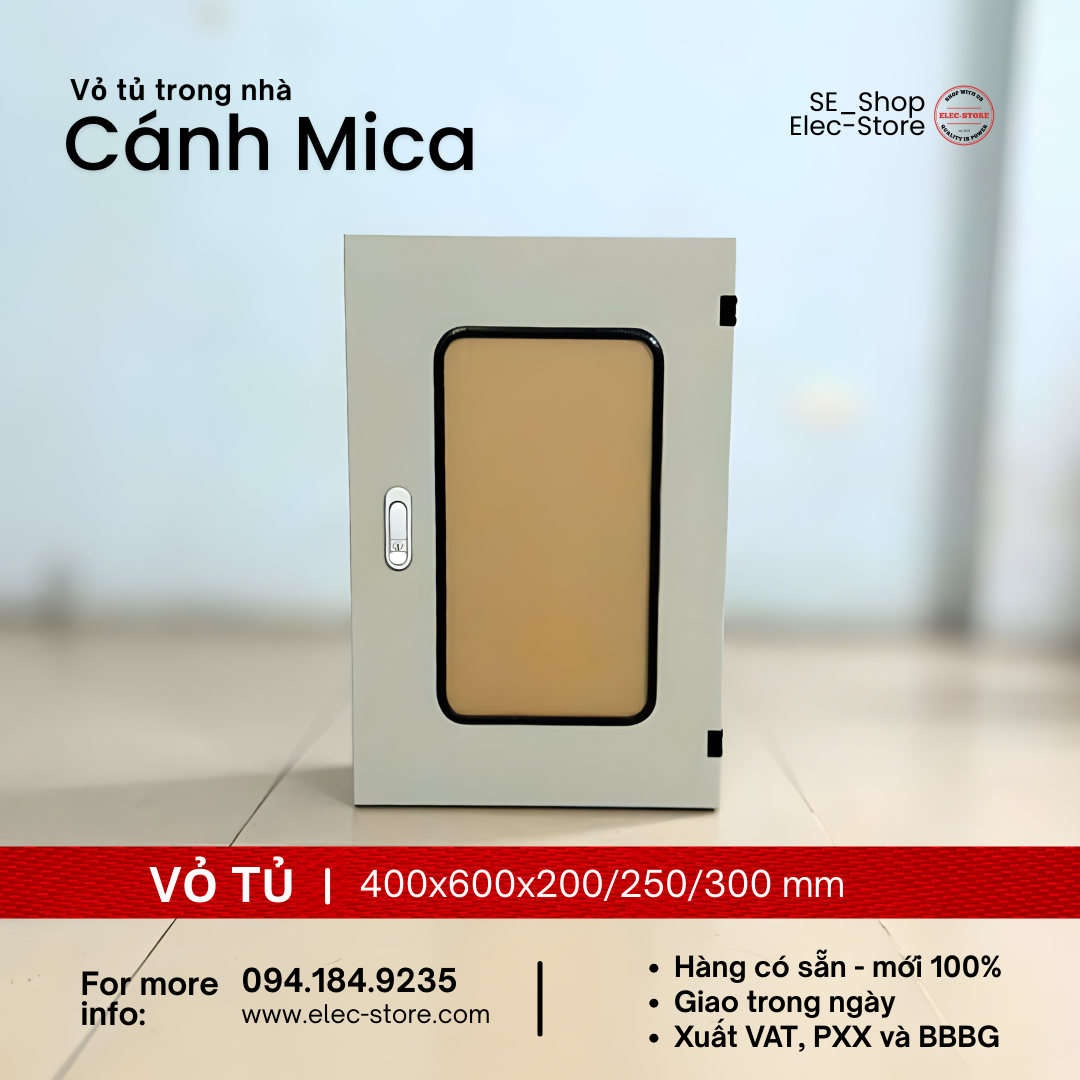 Vỏ Tủ Cánh Mica 400x600x200mm - Vỏ Tủ Điện Mặt Trời 400x600x200mm - Vỏ Tủ 40x60x20cm