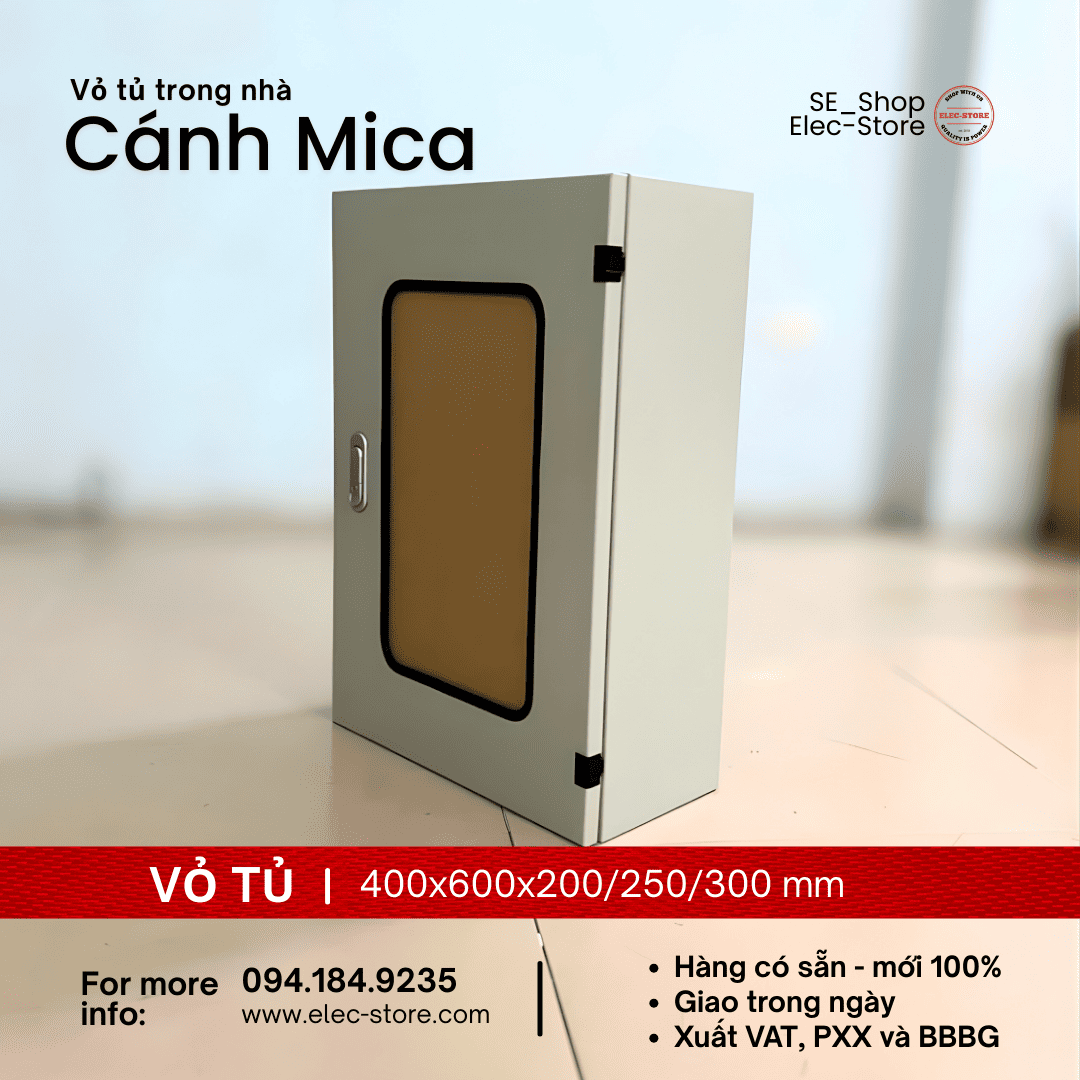 Vỏ Tủ Cánh Mica 400x600x200mm - Vỏ Tủ Điện Mặt Trời 400x600x200mm - Vỏ Tủ 40x60x20cm