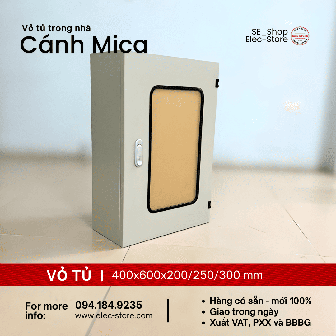 Vỏ Tủ Cánh Mica 400x600x200mm - Vỏ Tủ Điện Mặt Trời 400x600x200mm - Vỏ Tủ 40x60x20cm
