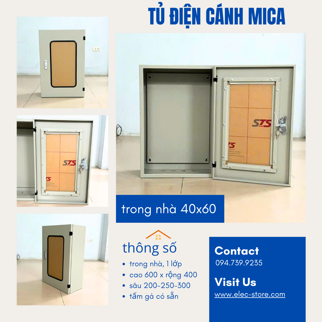 Vỏ Tủ Cánh Mica 400x600x200mm - Vỏ Tủ Điện Mặt Trời 400x600x200mm - Vỏ Tủ 40x60x20cm