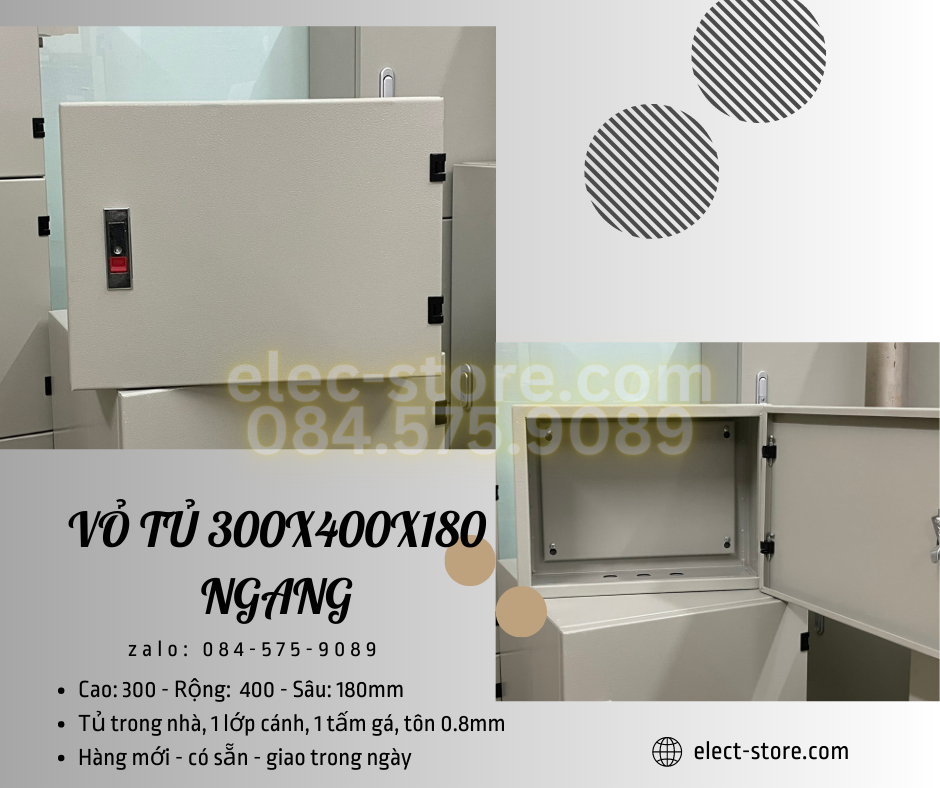 Vỏ Tủ Trong Nhà 300x400x180mm - Vỏ Tủ Điện Công Nghiệp 300x400x180mm - Vỏ Tủ Tôn 30x40x18cm