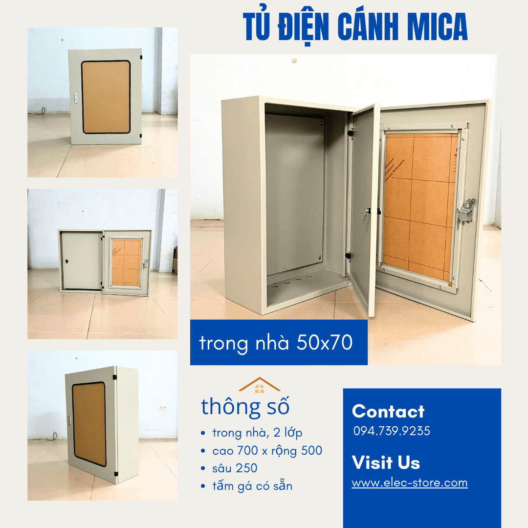 Vỏ Tủ 2 Lớp Cánh - Mặt Mica 500x700x250mm - Vỏ Tủ Điện Mặt Trời 500x700x250mm - Vỏ Tủ 50x70x25cm