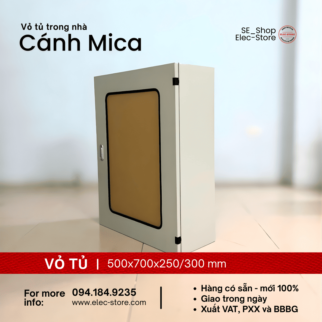 Vỏ Tủ Cánh Mica 500x700x250mm - Vỏ Tủ Điện Mặt Trời 500x700x250mm - Vỏ Tủ 50x70x25cm